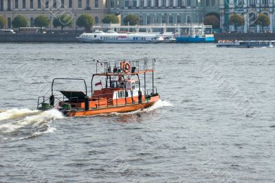 City vessel in blue lights