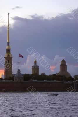 Fortress of St. Peter and St. Paul in sunset