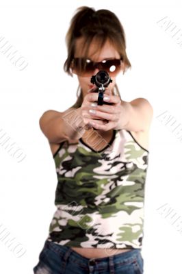 Girl is aiming at you