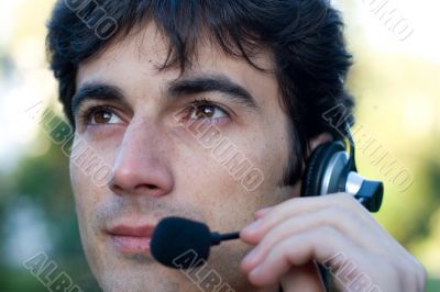 Customer Service Representative with headset