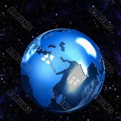 Blue Glass Earth Globe on Stars East
