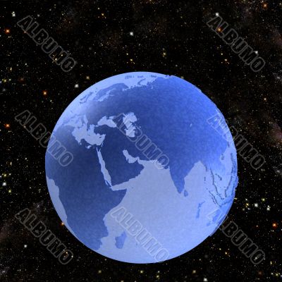 Earth Globe Blue Marbele on Stars