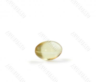 Vitamin E Gel Cap on Pure White Background