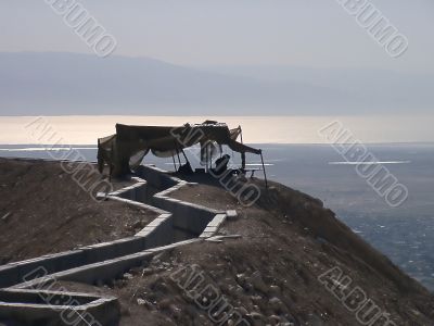 Israeli army outpost - israeli soldier with machine gun