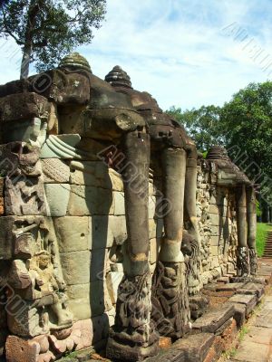Elephant statues in Cambodia temples - angkor wat