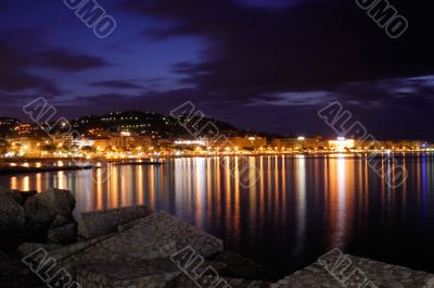 The city of Cannes, France, at night