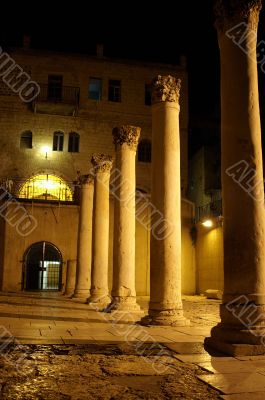 Old romanian columns in jerusalem