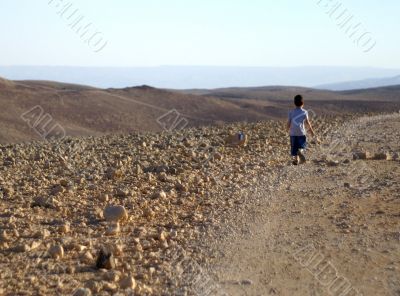 walking alone in desert