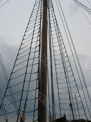 a sailing ship rope-ladder