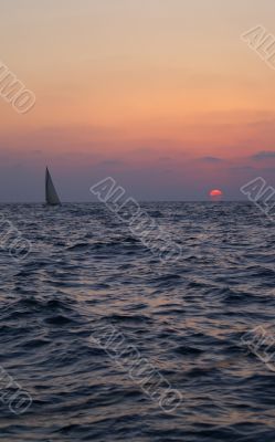 sunset on a yacht