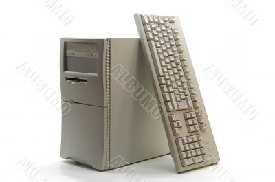Mini-tower PC and keyboard