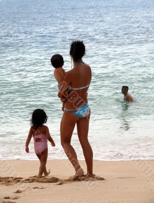 Mother on the beach