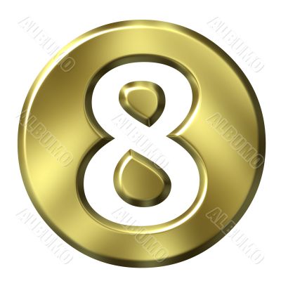 3D Golden Framed Number 8