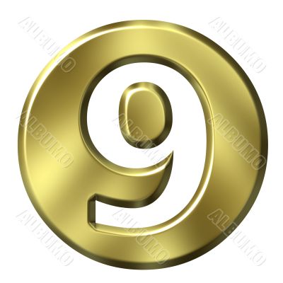 3D Golden Framed Number 9