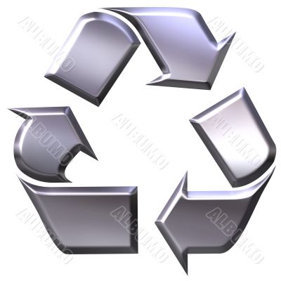 3d silver recycling symbol for metals