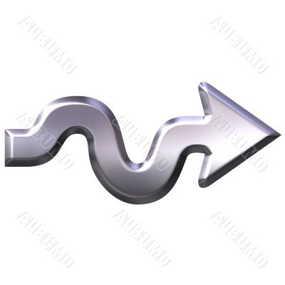 3D Silver Wavy Arrow