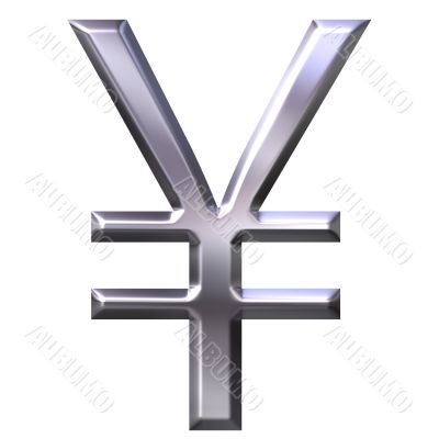 3D Silver Yen Symbol