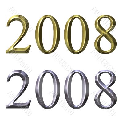 Year of 2008 in 3D Silver and Gold