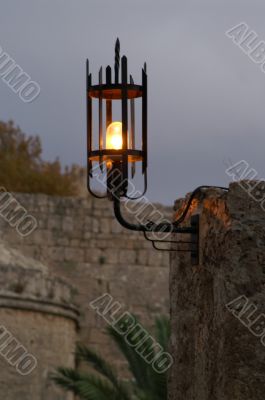 a lamp in a night street
