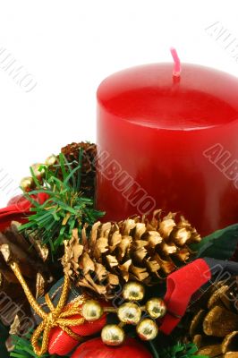 Christmas candle on white background (clipping path included)