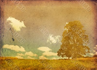 bleached image of a tree on a vintage paper
