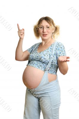 Expectant mother on white background