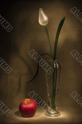 Glass tulip and apple