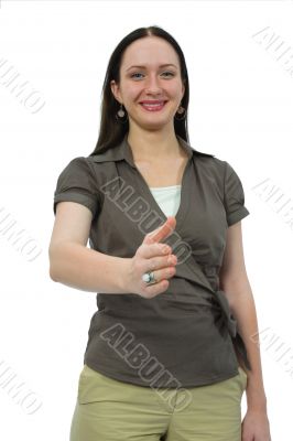 woman to shake hands