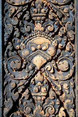 Stone carving at Banteay Sreiz, Cambodia