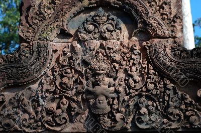Carving of mandapa at Banteay Sreiz, Cambodia