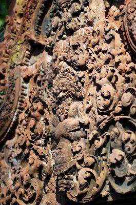 Carving of mandapa at Banteay Sreiz, Cambodia