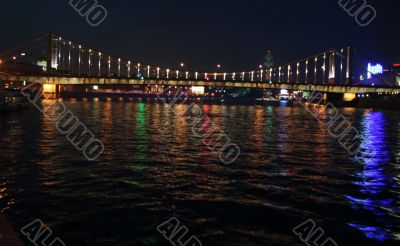 Night appearance from Moscow river. Krimsky bridge.