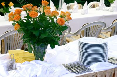 Flowers and tableware