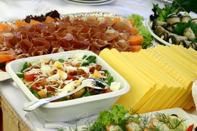 salad and tablecloths