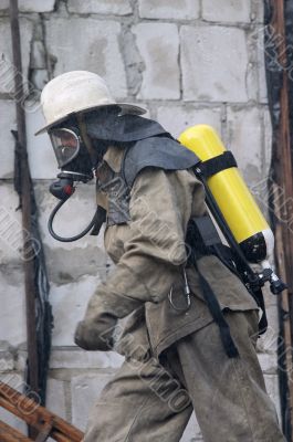 fireman in respirator