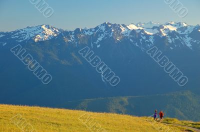 Couple on the hiking trail Couple on the hiking trail