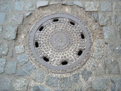 A iron circle in city