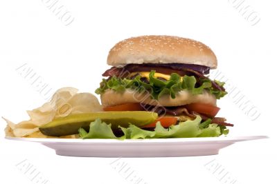 Hamburger Series (Bacon cheeseburger on plate)