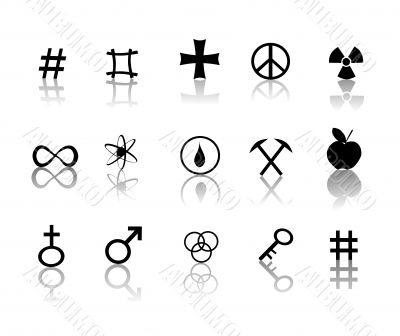 Signs and symbols icons set