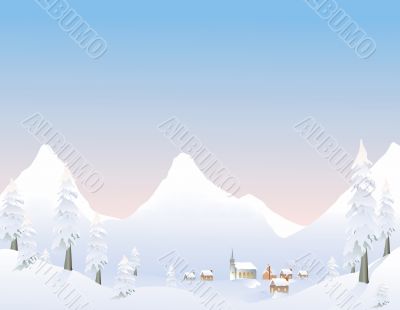 Winter mountain village