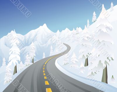 winter mountain road