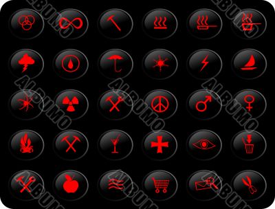 Black and red buttons