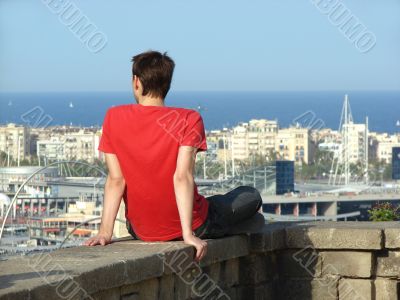 the young man looking to Barcelona