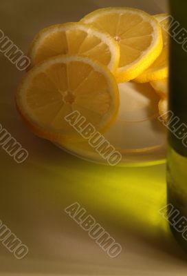 Lemon slices and alcohol