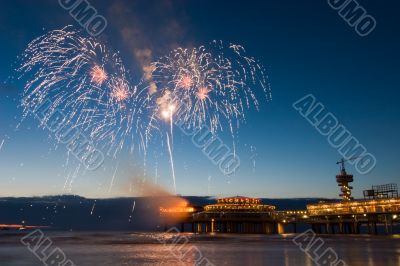 fireworks above the sea