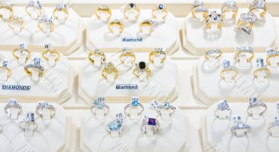 diamond rings on display