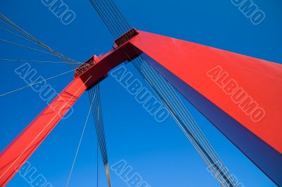 abstract view on massive red bridge