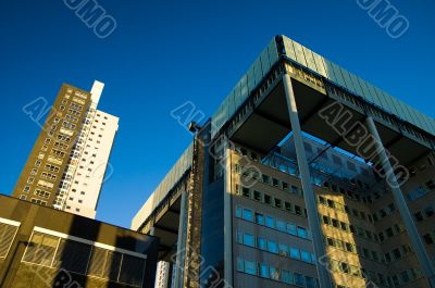 modern architecture lit in evening light modern architecture lit in evening light
