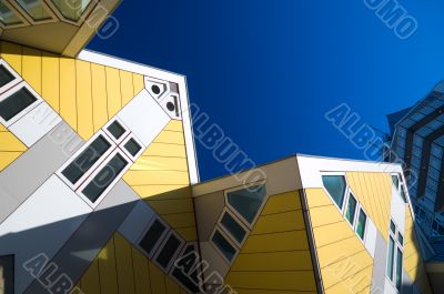 bright yellow cube houses