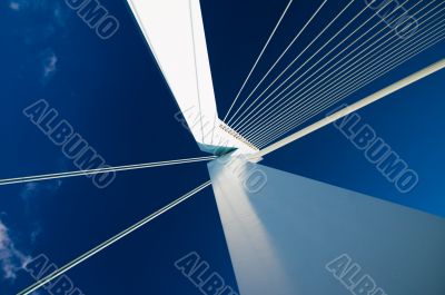 abstract view on big white suspensionbridge